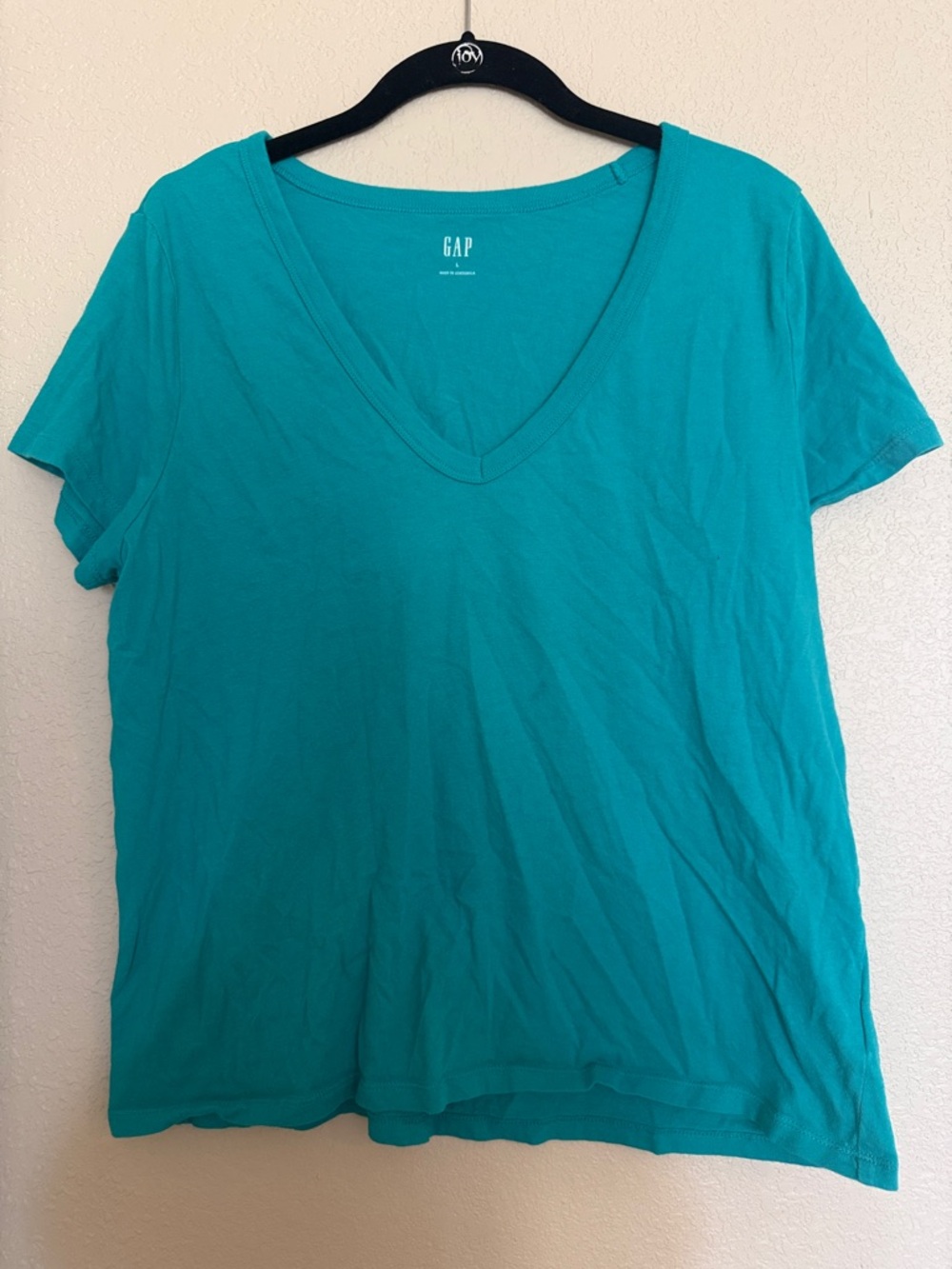 4 for $20 GAP Short-Sleeve V-Neck Tee in Teal Blue-Green